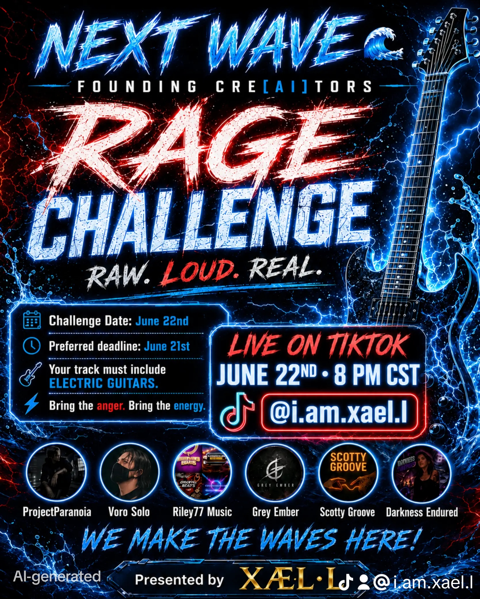 NextWave Rage Challenge poster for the founding CRE[ai]tors